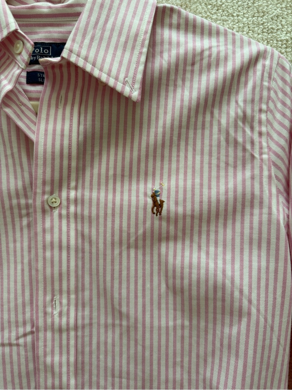 Ralph Lauren Pink and White Striped Shirt - Picture 2 of 4